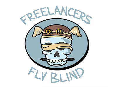 Freelancers fly blind freelance icon illustration skull vector
