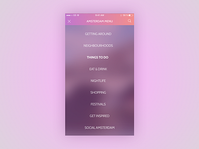 Menu - UI Kit - Amsterdam amsterdam homescreen ui user interface ux