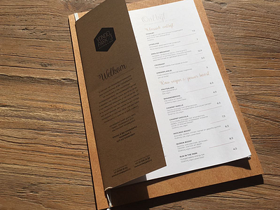 Restaurant Menu design editorial print wood