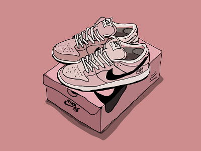 Nike SB Dunk Low "Pink Box" icon illustration sneakerhead vector