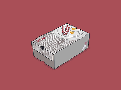 The Feature X Saucony Courageous Bacon And Eggs Box adobe draw icon illustration sneakers vector