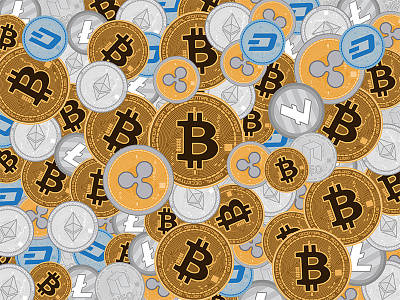 Cryptocurrencies Illustration bitcoin cryptocurrency dash ethereum fintech icons illustration illustrator litecoin ui vector