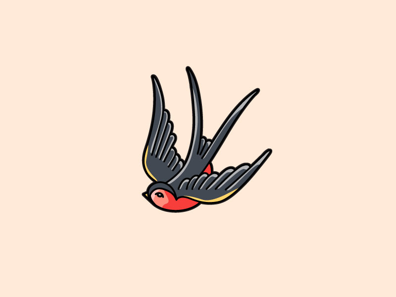 Old School Tattoo Swallow Bird 5335004 Vector Art at Vecteezy