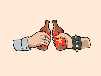 Friendship beer cheers friendship icon illustration punk tattoo tattoo style vector