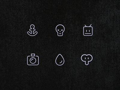 Skinny Icons alien anchor camera drop icons resources robot skull vector