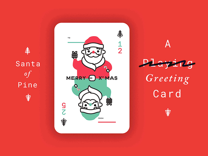 Santa of Pine Greeting Card christmas greeting card happy holidays pine playing card print santa winter