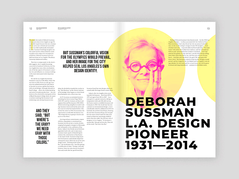 Deborah Sussman tribute celebrate women in desing pioneer legend graphic design california los angeles typography spread sussman deborah