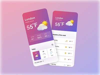 Weather application 🌤 app design ui ux weather