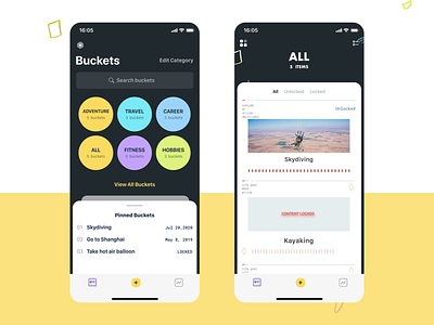 Bucket List Exploration app bucket bucket list bucketlist category clean design interface list lists mobile ui