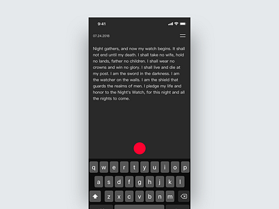 Note App Concept app dark minimal notes simple text editor ui