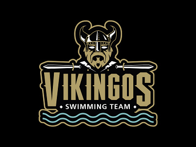 Vikingos Swimming Team illustration lettering letters logo