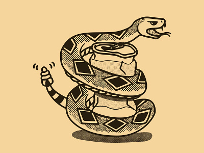 Huck & Chug Rattlesnake beer can halftones illustration rattlesnake vector art vector illustration western diamond back
