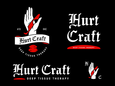 Hurt Craft Logo Set banner deep tissue massage illustration logodesign logotype massage logo massage therapy tattoo inspired vector