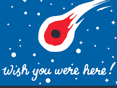Mars : Wish you were here! greeting card handlettering