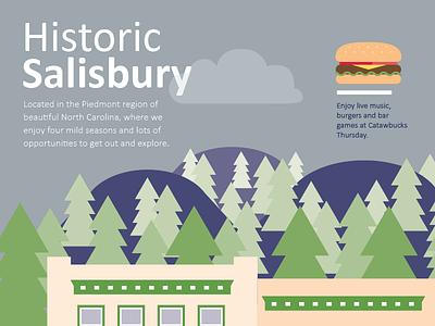 Historic Salisbury burger illustration trees vector