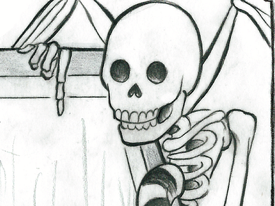 Skeleton Man beetlejuice demon graphite illustration skeleton