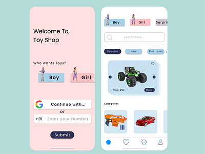 Toy Shop App branding design figma kirtan kirtan kalathiya photoshop toy shop app ui uiux ux