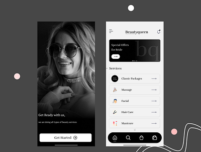 Beauty Service App beauty app beauty app ui beautyparlour branding design figma figma design figma ui kirtan kirtan kalathiya photoshop ui uiux ux