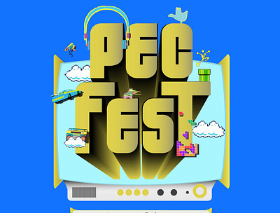 Pecfest - 2020-21 Official Logo 70s 80s 90s branding fest festival graphic design illustration logo nostalgia retro vector