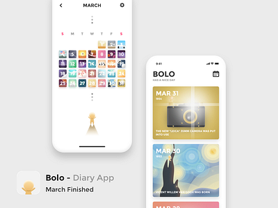 Bolo - March Finished bolo calendar cute daily design history illustration ui ux