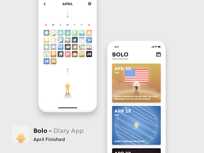 Bolo - April Finished app bolo calendar card cute daily diary history illustration