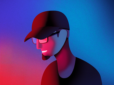 About Me blue cap color illustration painting photoshop red self