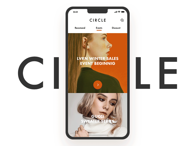 CIRCLE Shop Concept app fashion interaction motion page shop switch ui ux