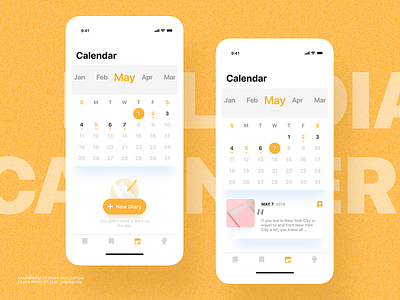 Bolo Diary - Calendar app bolo calendar clean component date design diary orange ui ux