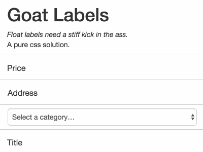 Goat Labels animation float labels floating labels form goat labels input interaction ios mobile ui ux web