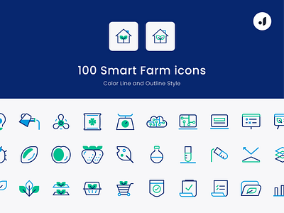 100 Smart Farm icons set✨• Color Line and Outline style app art behance design flat flatdesign graphic design icon illustration logo minimal pinterest vector web