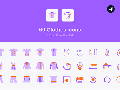 60 Clothes icons✨ • Flat and Color Line style