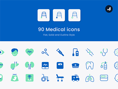90 Medical icons✨• Flat, Solid and Outline style app art behance design flat flatdesign graphic design icon illustration minimal ui vector web