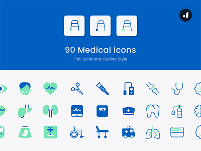 90 Medical icons✨• Flat, Solid and Outline style