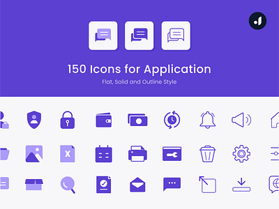 150 Icons for Application✨• Flat, Solid and Outline style