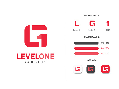LEVELONE GADGETS LOGO brand branding design design flat logo design logodesign logomark logos logotype minimal