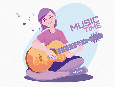 girl with a guitar design illustration vector