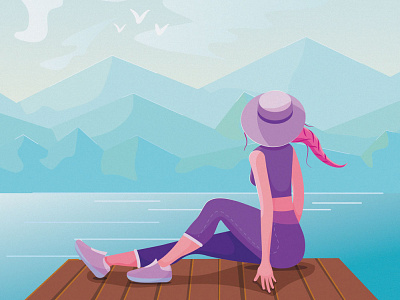 Girl resting design girl illustration mountion relax vector