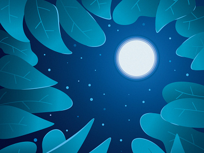 night sky design illustration leaf moon vector