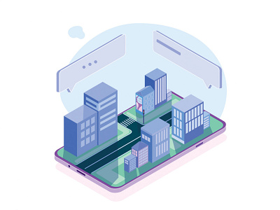 city and smartphone city design illustration isometric smartphon vector