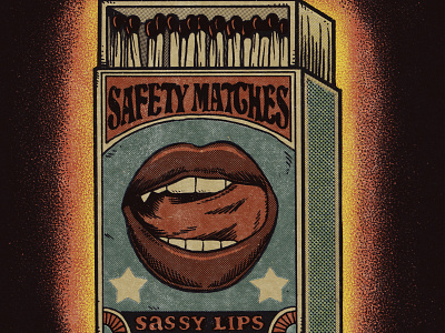 Sassy Lips drawing drawingart fire illustration illustrations lips matchbox matches mouth pyro retro safety matches vintage