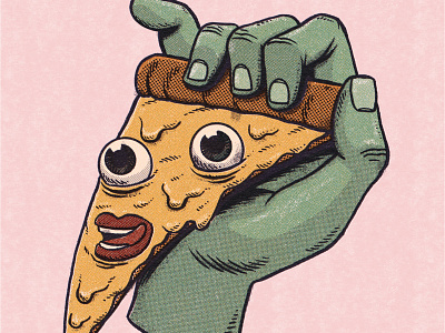 Ninja holding pizza logo mascot illustration Stock Vector