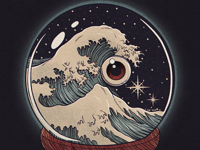 Kanagawa art dome eye eyeball glass illustration japan japanese kanagawa tshirt wave