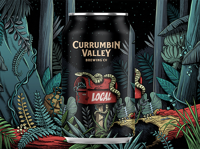 Local australia beer currumbin illustration ink package package design packaging snake woods