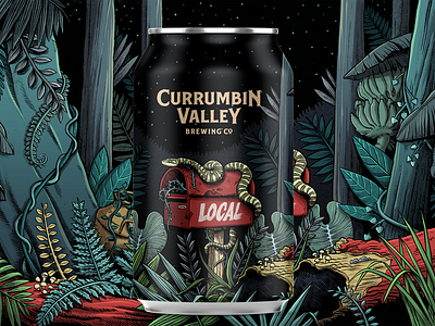 Local australia beer currumbin illustration ink package package design packaging snake woods