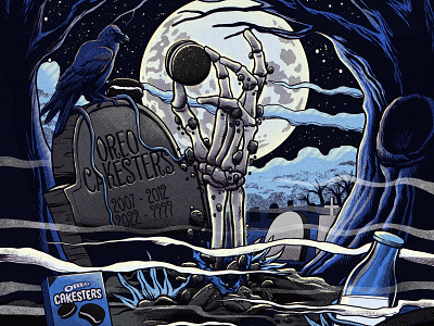 Oreo Cakesters + Blockbuster cakester cemetery comics fog mist moon night oreo skull thumb tree