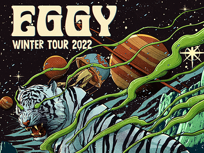Eggy winter tour 2022 cosmos egg eggy flow music planet poster psychedelic sci-fi scifi space tiger wild winter