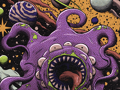 Space creature alien cartoon colors comics cosmos creature fun monster retro sci fi sci-fi scifi space vintage