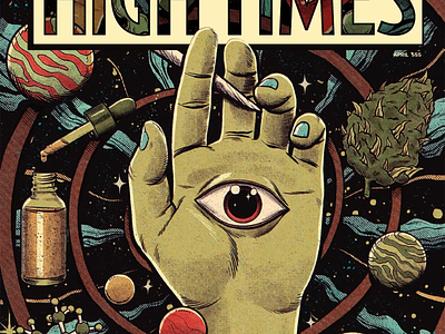 High Times Magazine 420 cover hemp magazine marijuana psychedelic sci fi sci fi scifi space trip trippy weed