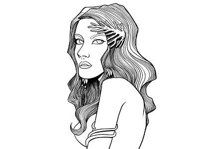 Mermaid (inking) carving character comics girl har ink mermaid sea woman