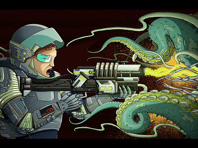 Boom! astronaut comics concept illustration ink laser sci fi war weapon